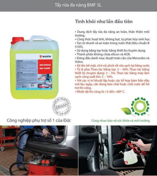 Dung dịch rửa xe đa năng Wurth BMF Workshop Cleaner 5L