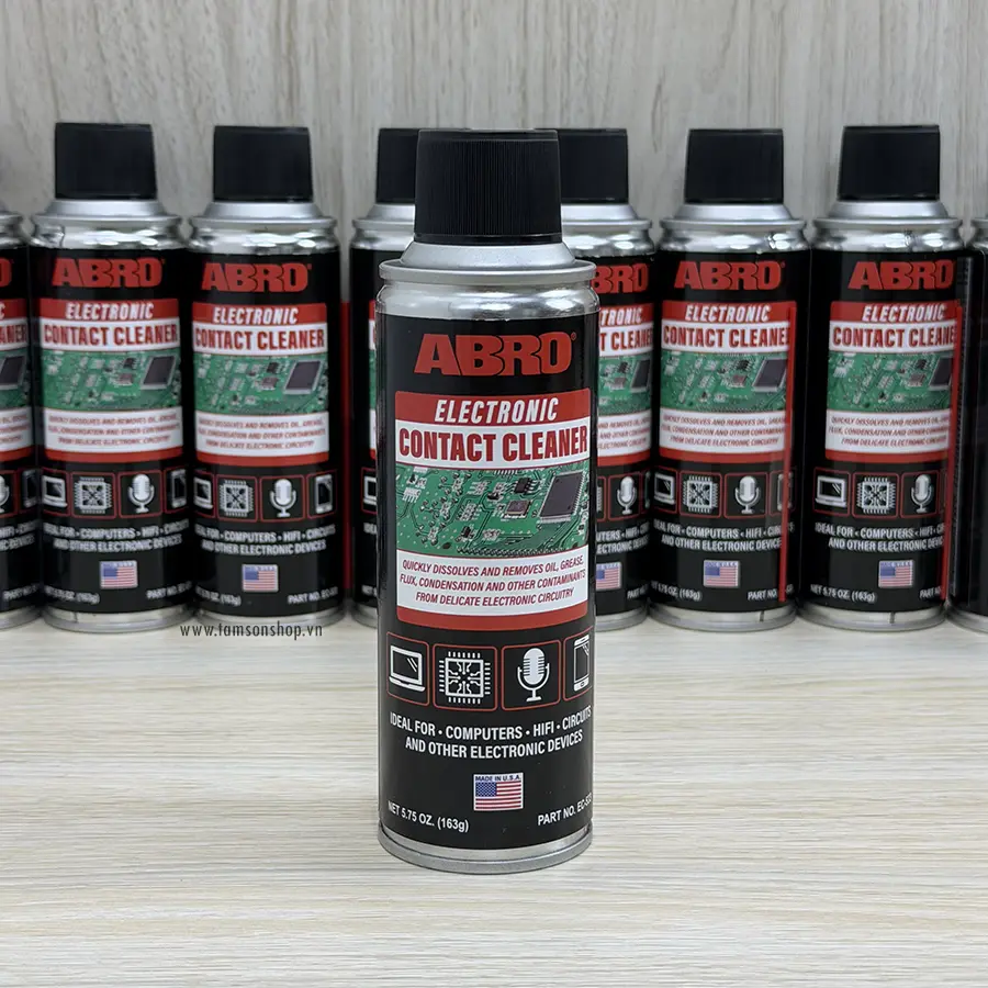 Chai Abro Contact Cleaner EC-533 vệ sinh mạch điện tử và thiết bị điện - Làm sạch và khô nhanh.