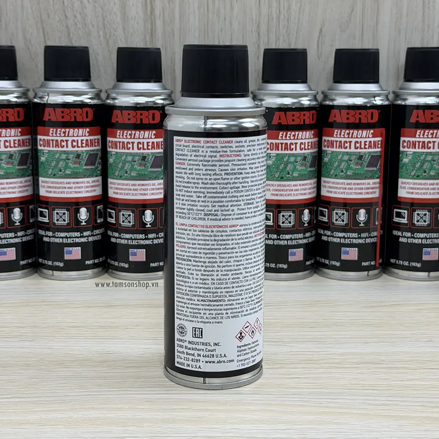 Chai Abro Contact Cleaner EC-533 vệ sinh mạch điện tử và thiết bị điện - Làm sạch và khô nhanh.