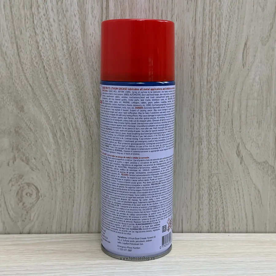 Chai xịt mỡ bò nước Abro White Lithium Grease LG-380. Dùng để bôi trơn và bảo vệ các chi tiết kim loại.