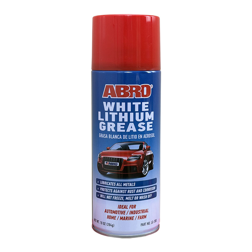 Chai xịt mỡ bò nước Abro White Lithium Grease LG-380. Dùng để bôi trơn và bảo vệ các chi tiết kim loại.