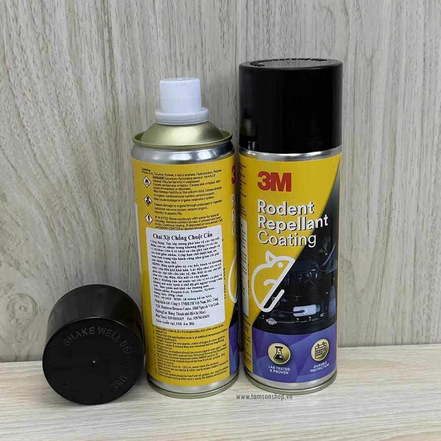 Chai xịt chống chuột 3M - Bảo vệ các bộ phận nhựa và cao su trên xe ô tô chống lại sự cắn phá của chuột.