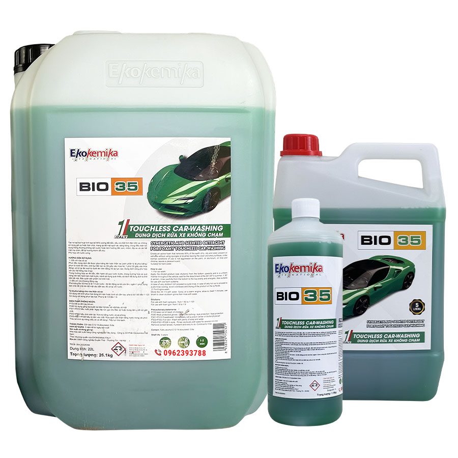 Dung dịch không chạm BIO 35 rửa xe máy, ôtô con, xe khách, ô tô tải.