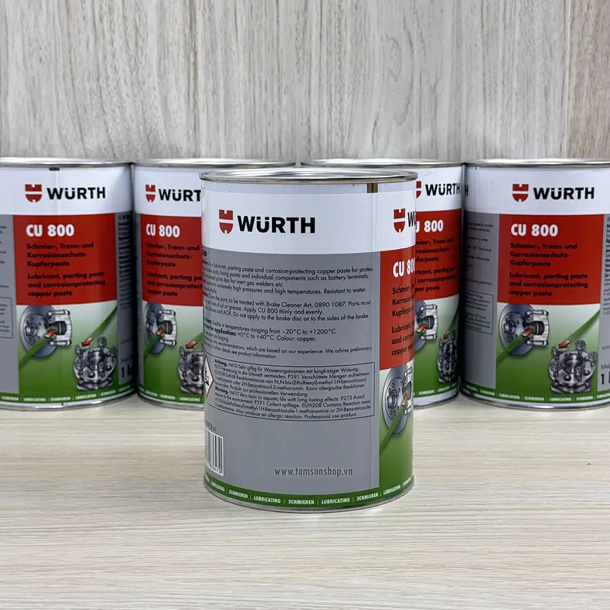 Mỡ bò đồng chịu nhiệt độ cao CU 800 Copper Paste Wurth 08938002 lon 1 kg