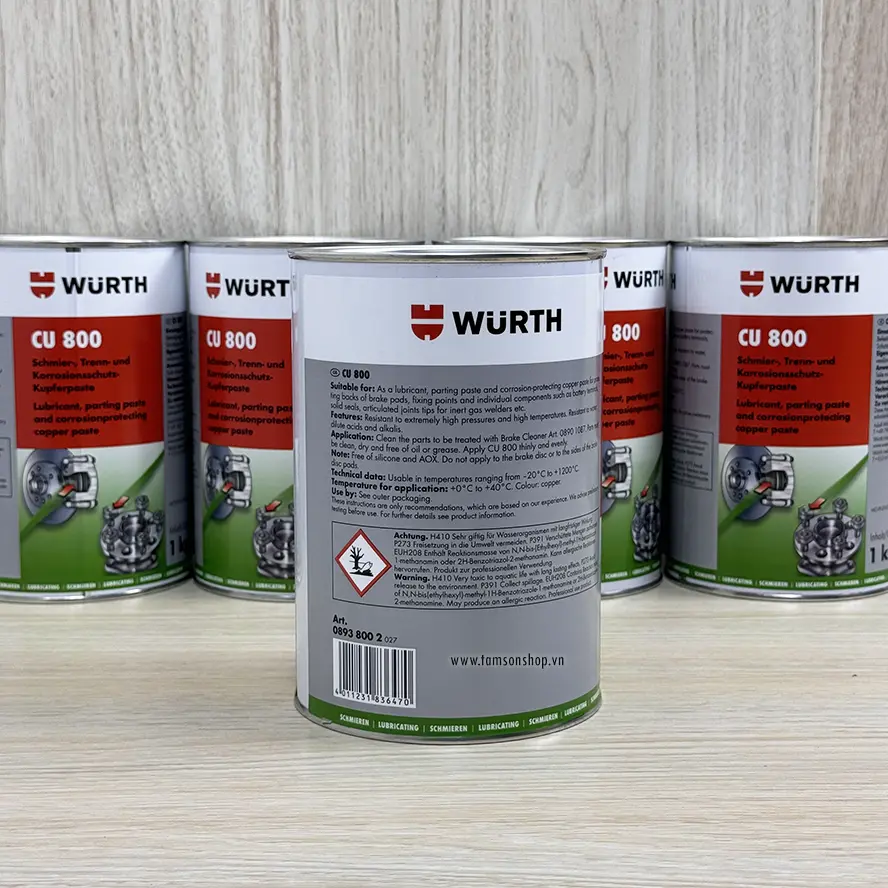 Mỡ bò đồng chịu nhiệt độ cao CU 800 Copper Paste Wurth 08938002 lon 1 kg