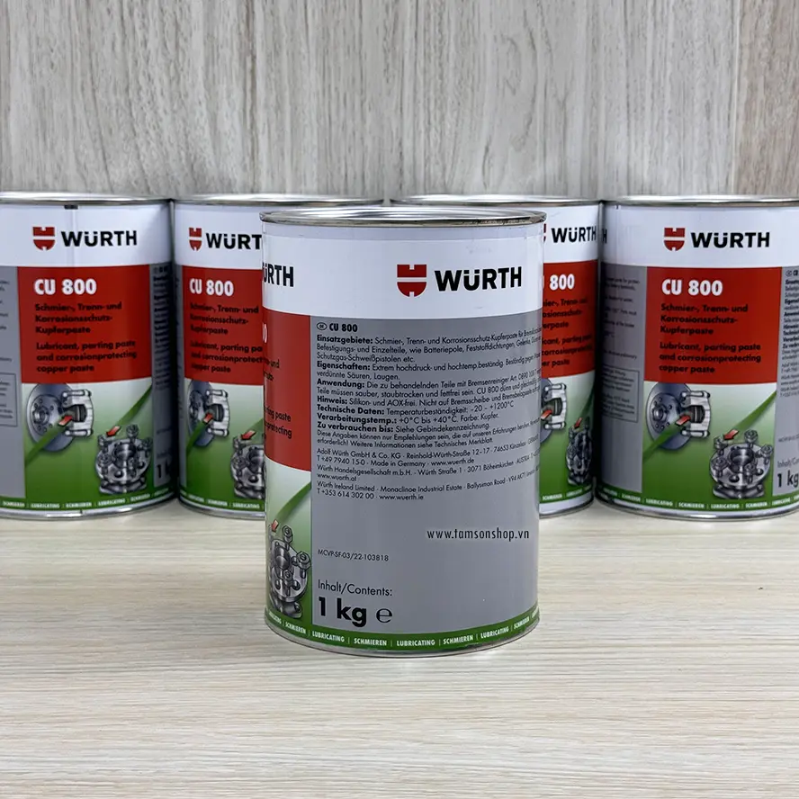 Mỡ bò đồng chịu nhiệt độ cao CU 800 Copper Paste Wurth 08938002 lon 1 kg