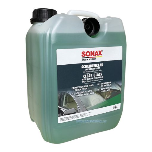 Nước lau kính xe SONAX 338505 làm sạch và trong kính xe ô tô, cửa sổ và gương.