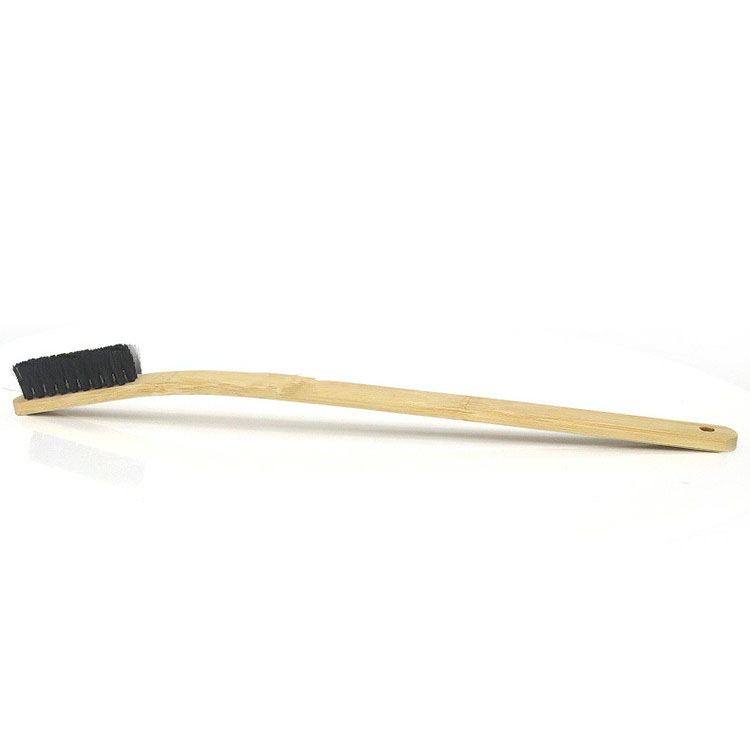 Cây bàn chải cọ rửa khoang máy bánh xe ô tô đa năng, lông mềm, cán gỗ tre dài 40cm