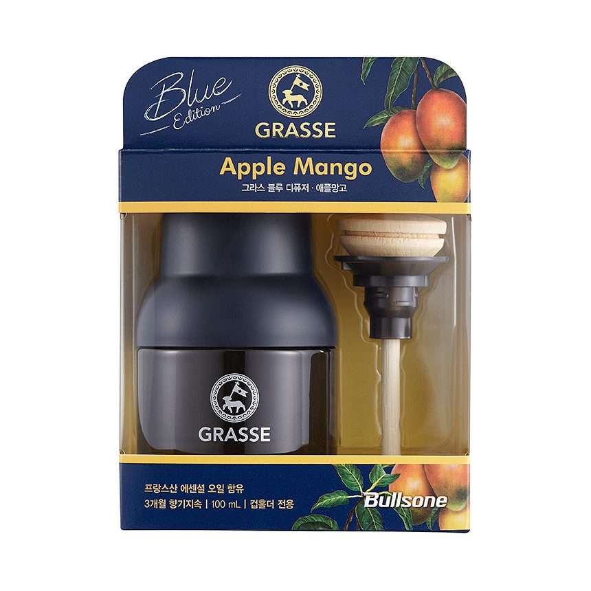 Nước hoa Grasse Blue Apple Mango – hương thơm trái cây phong phú từ táo, xoài và dứa.