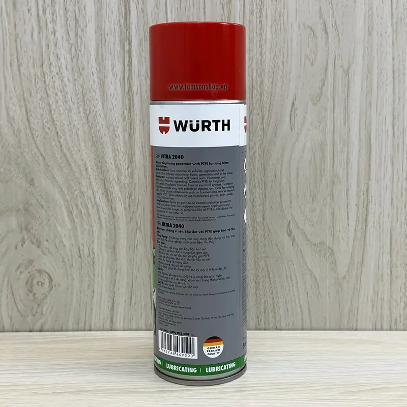 Chai xịt dầu chống rỉ sét và bôi trơn đa năng Wurth Ultra 2040